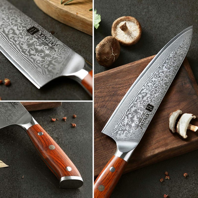 XINZUO Chef Knife 8.3 Inch, VG-10 Super Stainless Steel Gyuto Knife for Professional Chefs and Home Cooking, Ultra Sharp Kitchen Knife with Rosewood Handle - Yu Series - Image 5